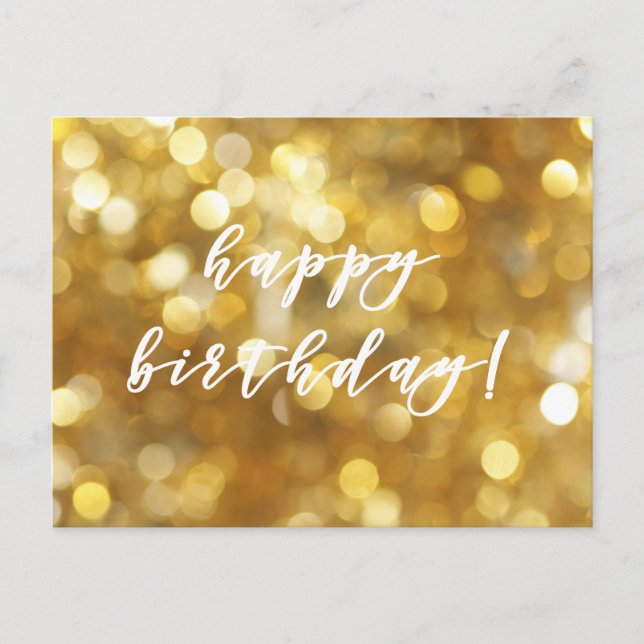 Joyeux Anniversaire ! Carte Postale Paillettes Dor (Devant)