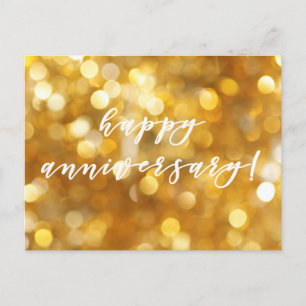 Joyeux Anniversaire Carte Postale Paillettes Dorée
