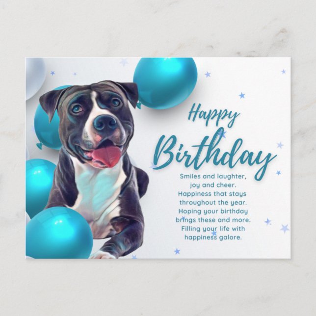Joyeux Anniversaire Carte Postale Pit Bull (Devant)