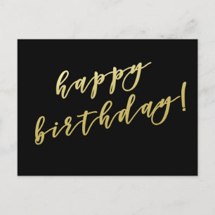 Joyeux Anniversaire   Carte Postale Script Faux Or