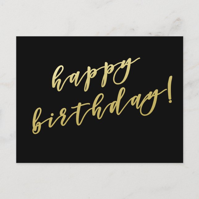 Joyeux Anniversaire | Carte Postale Script Faux Or (Devant)