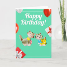 Joyeux Anniversaire Carte Rétro Chats Mignons Vint