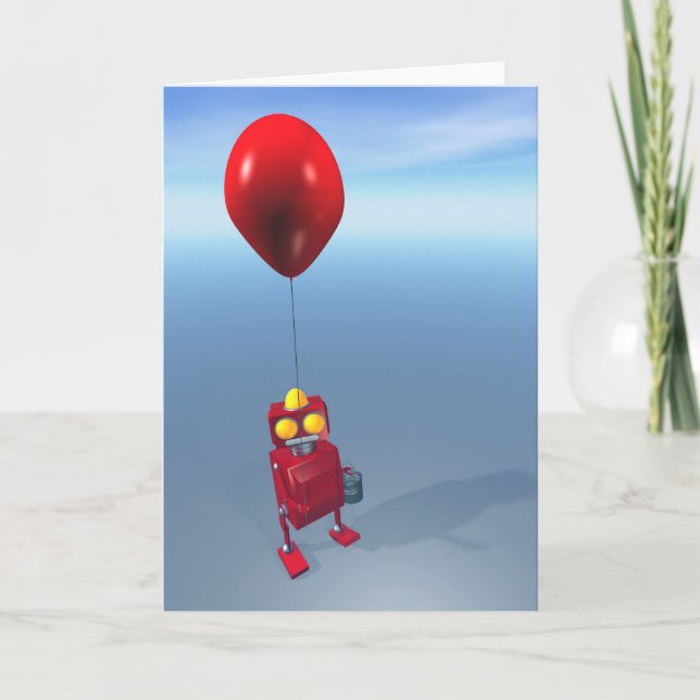 Joyeux Anniversaire Carte Robot Rouge (Devant)