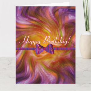 Joyeux anniversaire ! carte ruban violet tordu