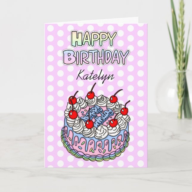 Joyeux anniversaire | Carte Whimsical Cake Card (Devant)