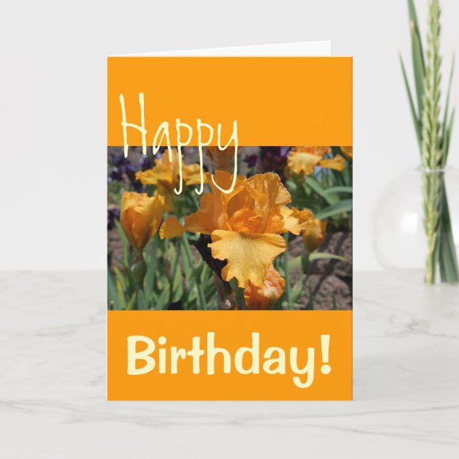 Joyeux Anniversaire ! cartes de vœux Fleurs d'Iris (Devant)