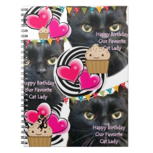 Joyeux anniversaire Chat Carnet dame