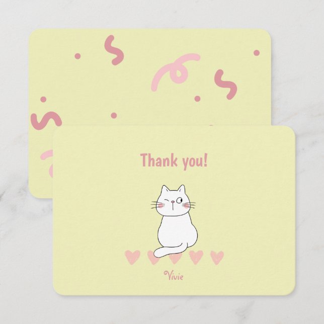 Joyeux Anniversaire Chat Mignon Merci (Devant / Derrière)