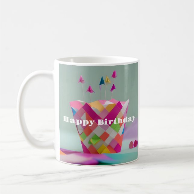 Joyeux anniversaire coloré Whimsy Cake Mug (Gauche)