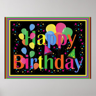 Joyeux anniversaire Colorful Celebration Poster
