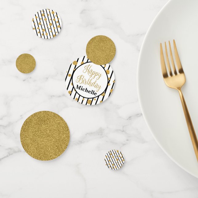 Joyeux Anniversaire Confetti - Black Stripe Partie (Groupe)