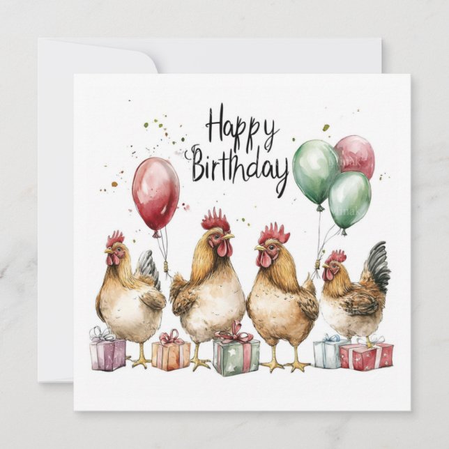 Joyeux Anniversaire coqs CARTE PLATE (Devant)