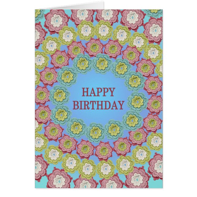 Joyeux anniversaire Crochet Fleurs (Devant)