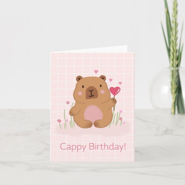 Joyeux Anniversaire Cute Capybara Pun Carte d'anni (Devant)