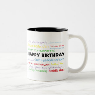Joyeux anniversaire dans beaucoup de langues Mug