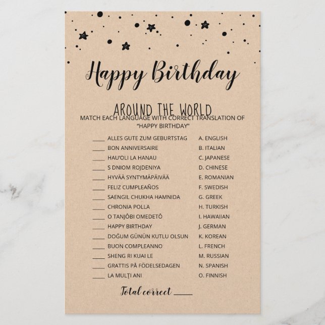 Joyeux anniversaire dans le monde Jeu d'anniversai (Devant)