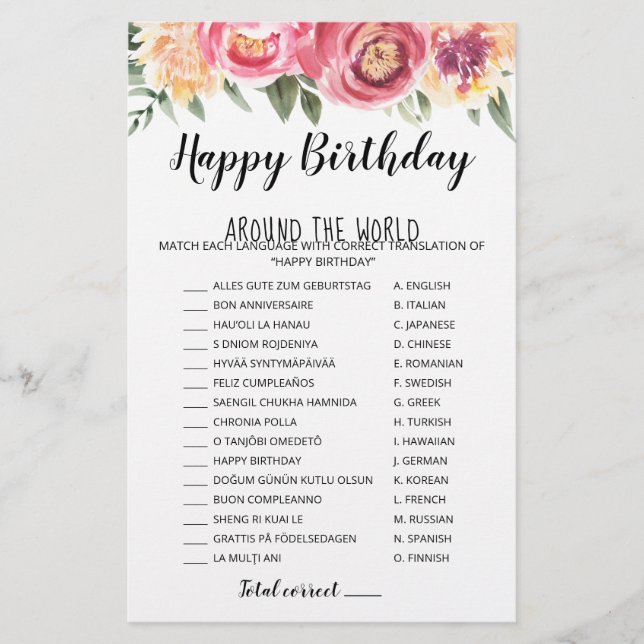 Joyeux anniversaire dans le monde Jeu d'anniversai (Devant)
