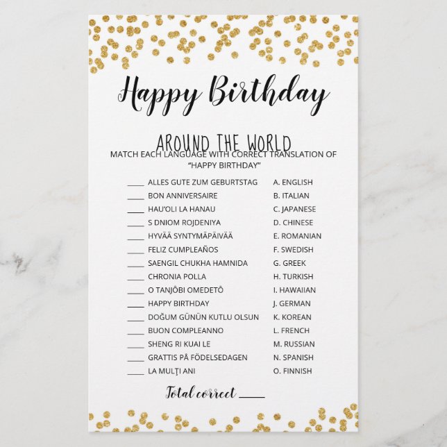 Joyeux anniversaire dans le monde Jeu d'anniversai (Devant)