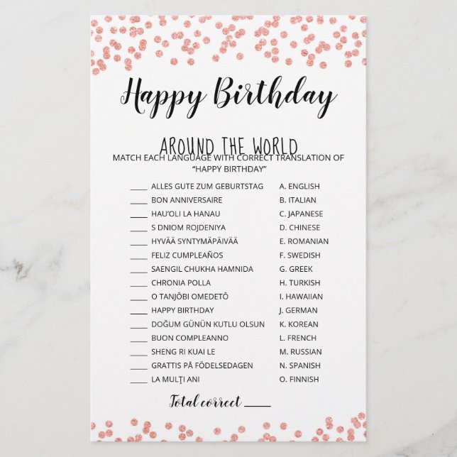 Joyeux anniversaire dans le monde Jeu d'anniversai (Devant)