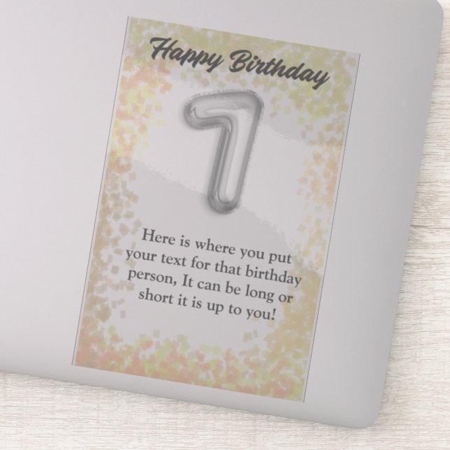 Joyeux anniversaire de 7 ans autocollant (Détail)