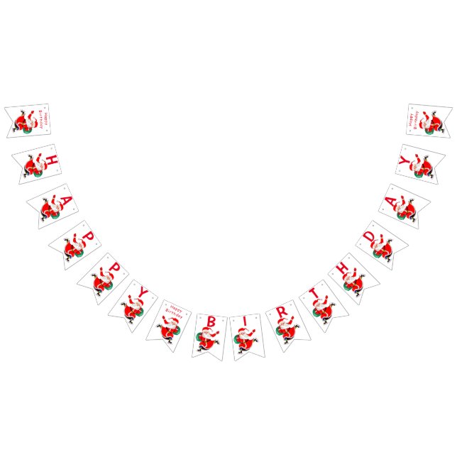 Joyeux Anniversaire de Bunting drapeaux Père Noël  (Tout)