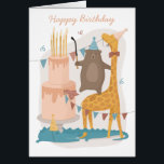 Joyeux anniversaire. De mignons animaux. Funny our<br><div class="desc">Carte "Joyeux anniversaire" avec de mignons animaux amusants pour les enfants et les adultes.</div>