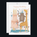 Joyeux anniversaire. De mignons animaux. Funny our<br><div class="desc">Carte "Joyeux anniversaire" avec de mignons animaux amusants pour les enfants et les adultes.</div>