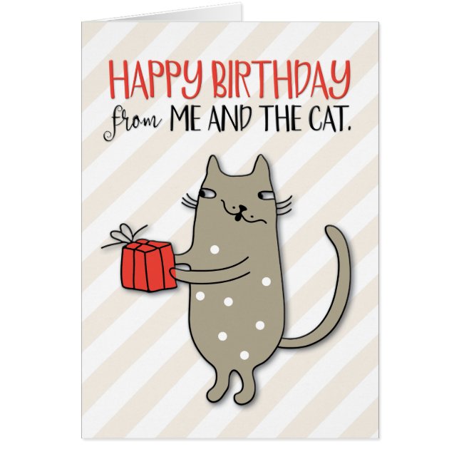"Joyeux anniversaire de moi et du chat" Carte (Devant)