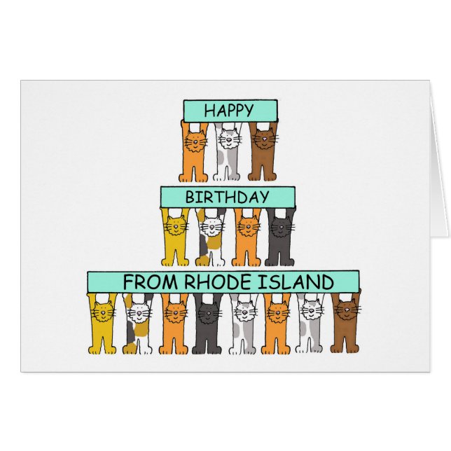 Joyeux anniversaire de Rhode Island Cartoon Cats (Devant horizontal)