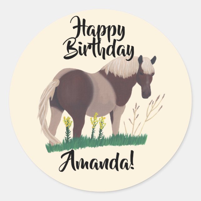 Joyeux anniversaire deux autocollants à cheval ton (Devant)