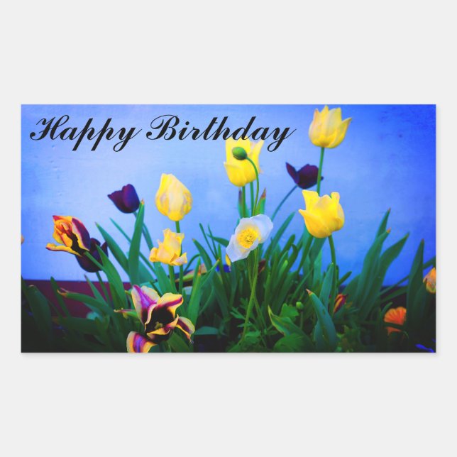 Joyeux Anniversaire Diverses Tulipes #2 Stickers (Devant)