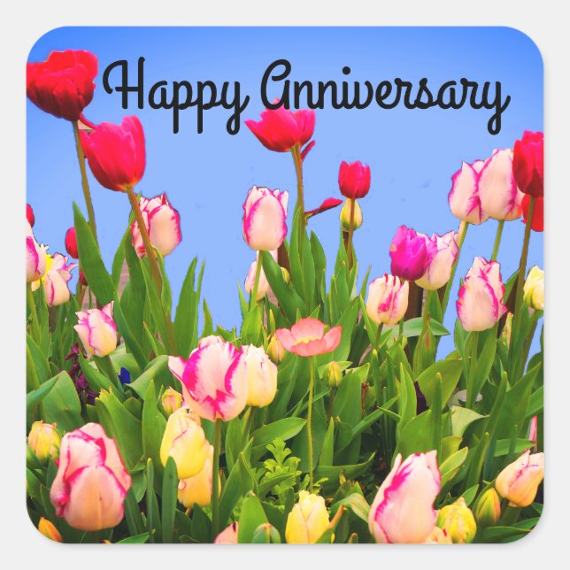 Joyeux Anniversaire Diverses Tulipes Stickers #3 (Devant)