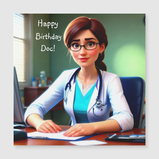 Joyeux Anniversaire Docteur Carte Magnétique (Devant)