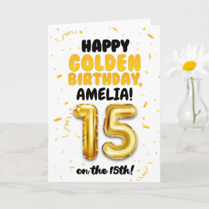 Joyeux anniversaire d'or, carte d'anniversaire 15 