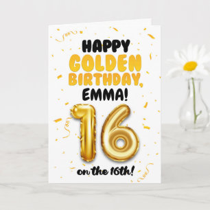 Joyeux anniversaire d'or, carte d'anniversaire 16 