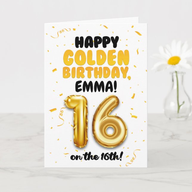Joyeux anniversaire d'or, carte d'anniversaire 16  (Petite plante)