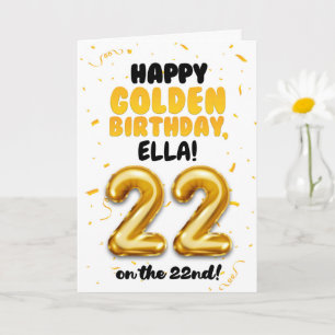 Joyeux anniversaire d'or, carte d'anniversaire 22 