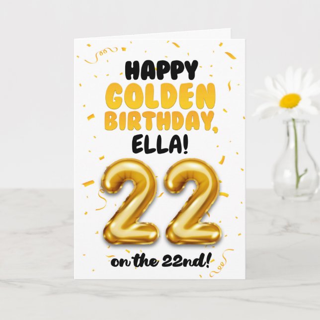 Joyeux anniversaire d'or, carte d'anniversaire 22  (Petite plante)