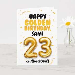 Joyeux anniversaire d'or, carte d'anniversaire 23 