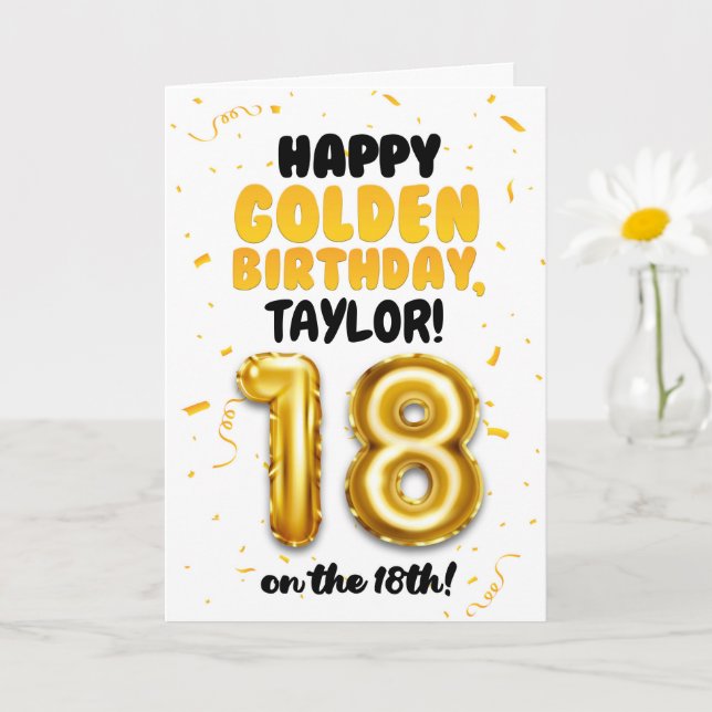 Joyeux anniversaire d'or, carte de 18 ans (Petite plante)