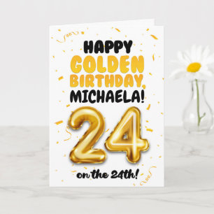 Joyeux anniversaire d'or, carte de 24e anniversair