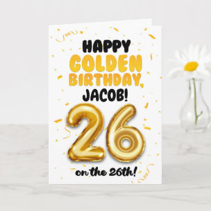 Joyeux anniversaire d'or, carte de 26e anniversair