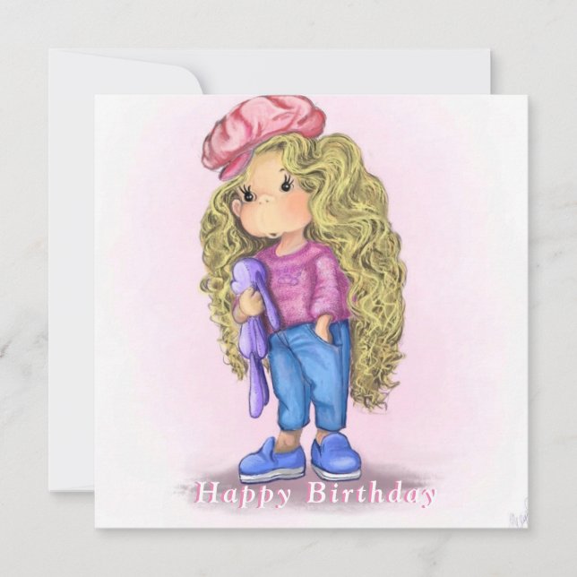 Joyeux Anniversaire - Doux Petite Blonde Lapin À (Devant)