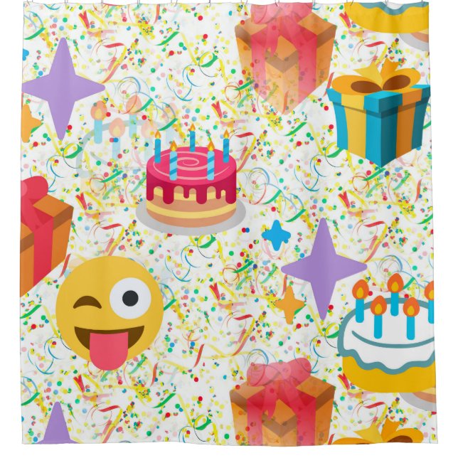 joyeux anniversaire émoji douche rideau salle de b (Devant)