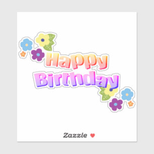 Joyeux anniversaire en Sticker Flowers