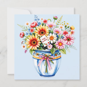 Joyeux anniversaire et bouquet de fleurs carte de
