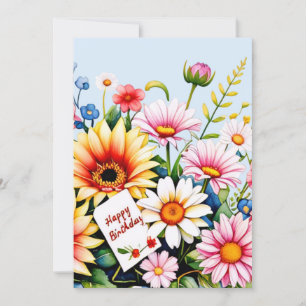 Joyeux anniversaire et bouquet de fleurs carte de