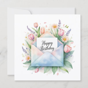 Joyeux anniversaire et tulipes. Carte