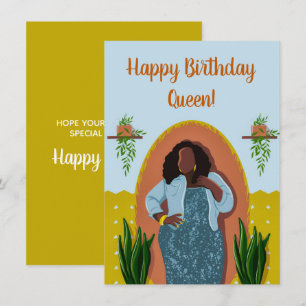 Joyeux Anniversaire, Femme Noire Houseplant Jaune