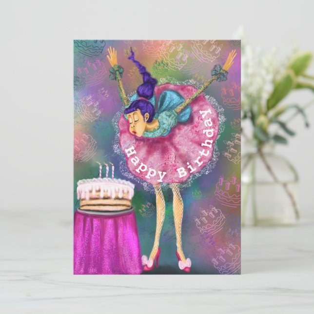Joyeux anniversaire - Fille soufflant des bougies  (Debout devant)